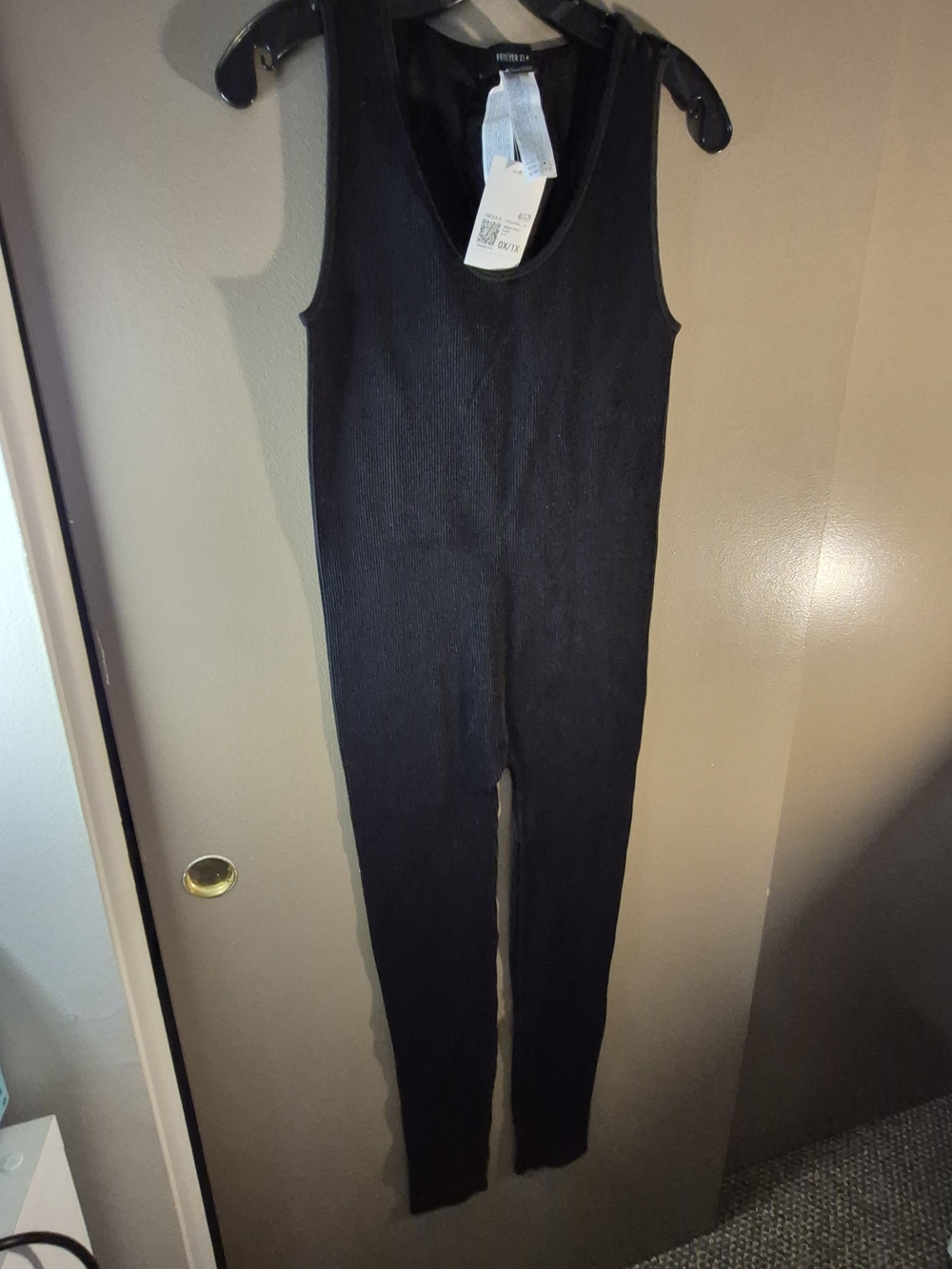Forever 21 Black Ribbed Sleeveless Jumpsuit
